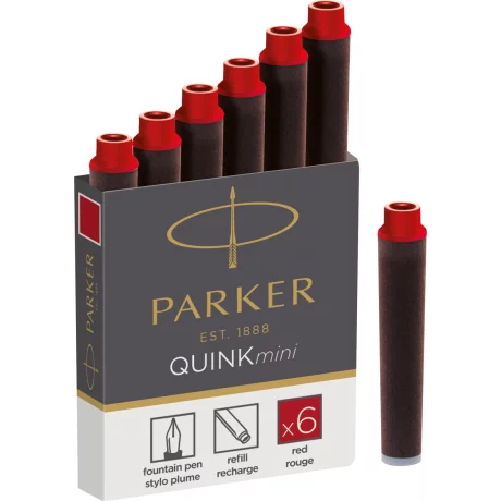 Set 6 Cartuse Mini Size Proprietar Parker Quink Red