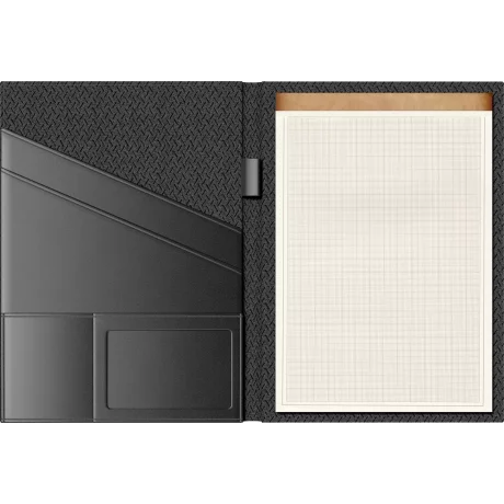 Mapa Piele cu Blocnotes A4 Princ Leather Luxury 937 Model R Black - Cream Graph - 90 pagini 80 g/mp