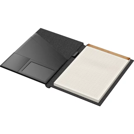 Mapa Piele cu Blocnotes A4 Princ Leather Luxury 937 Model R Black - Cream Graph - 90 pagini 80 g/mp