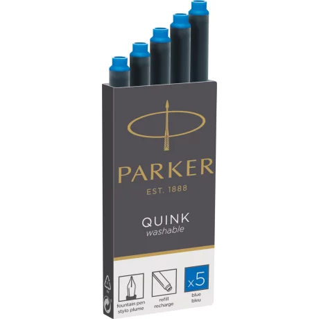 Set 5 Cartuse Large Size Parker Quink Blue Lavabil