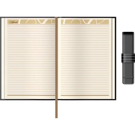 Set Agenda Piele B5 + Pouch Pen - Black