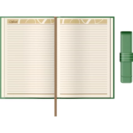 Set Agenda Piele B5 + Pouch Pen - Green