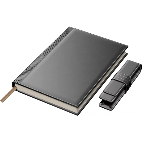 Set Agenda Piele B5 + Pouch Pen - Grey