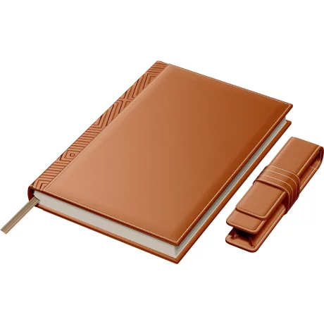 Set Agenda Piele B5 + Pouch Pen - Orange