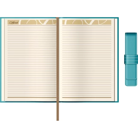 Set Agenda Piele B5 + Pouch Pen - Turquoise
