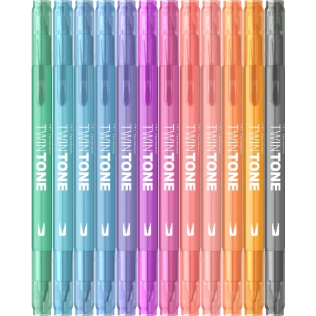 Twin Tip Markere Pastel Set 12 Culori