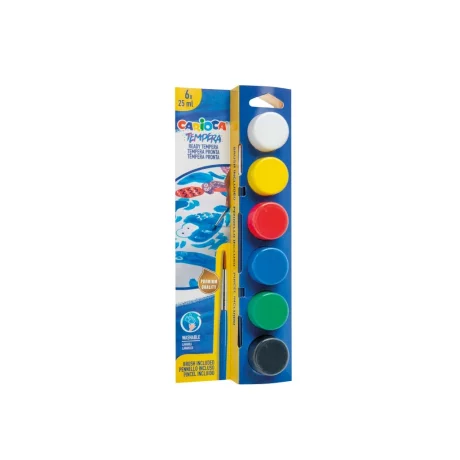 Acuarele tempera Carioca 6 culori x 25 ml + pensulă pe blister