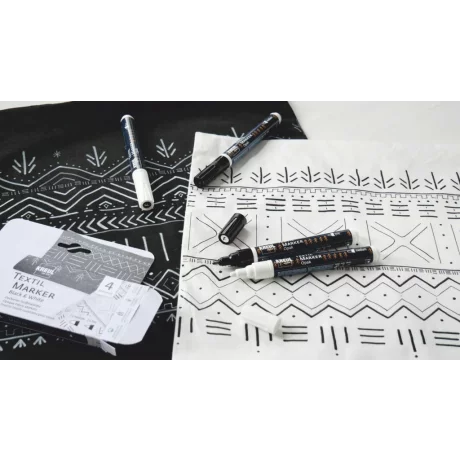 Markere pentru textile Opak Black&amp;White Kreul, 4 buc/set
