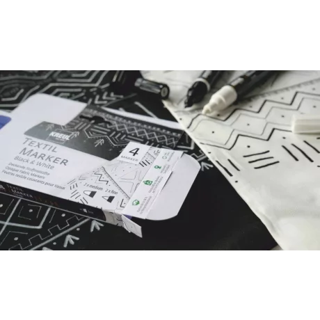 Markere pentru textile Opak Black&amp;White Kreul, 4 buc/set