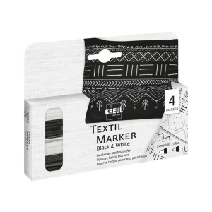 Markere pentru textile Opak Black&amp;White Kreul, 4 buc/set