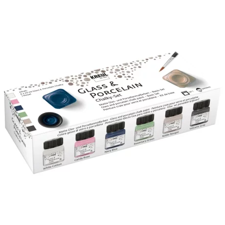 Vopsea pentru sticlă și porțelan Chalky Kreul, set 6 x 20 ml