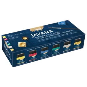Vopsea pentru textile Javana Metallic Basic Kreul, set 6 buc x 20 ml