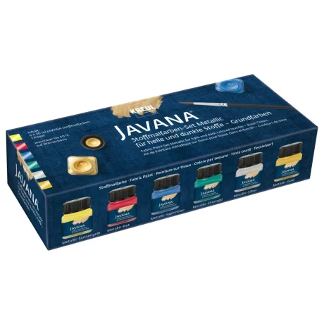 Vopsea pentru textile Javana Metallic Basic Kreul, set 6 buc x 20 ml