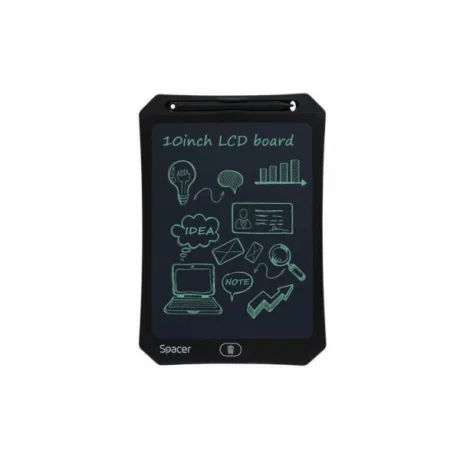 TABLETA LED SPACER pentru scris si desenat, interactiva, e-learning, 10 display, black, baterie CR2025 SPTB-LED-10