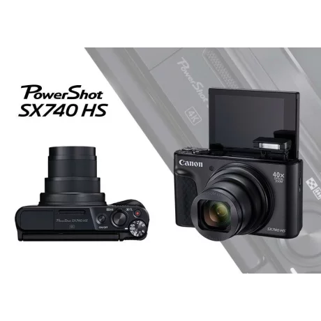 Camera foto CANON PowerShot SX740HS BK, 20.3 MP,senzor CMOS tip 1/2,3, cu iluminare din spate,40xZoom op,40xZoom dig, 3&quot;LCD rabatabil, foc. TTL,WiFi, GPS, BT,negru &quot;2955C002AA&quot; (timbru verde 1.2 lei)