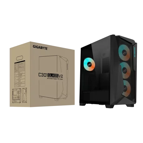 Carcasa GIGABYTE C301 GLASS V2 Mid Tower ARGB NEGRU