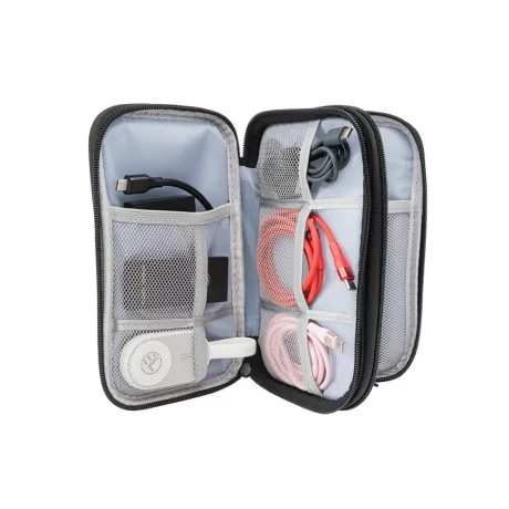Geantă Tellur pentru organizare cabluri și accesorii, 21 x 12,5 x 6 cm, poliester, negru