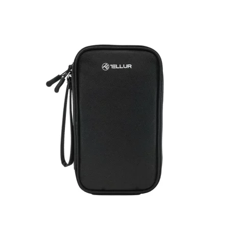 Geantă Tellur pentru organizare cabluri și accesorii, 21 x 12,5 x 6 cm, poliester, negru