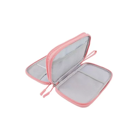 Geantă Tellur pentru organizare cabluri și accesorii, 21 x 12,5 x 6 cm, poliester, roz
