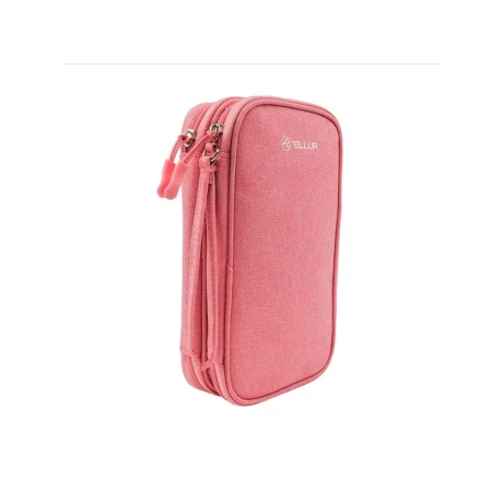 Geantă Tellur pentru organizare cabluri și accesorii, 21 x 12,5 x 6 cm, poliester, roz