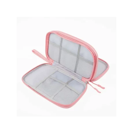 Geantă Tellur pentru organizare cabluri și accesorii, 21 x 12,5 x 6 cm, poliester, roz