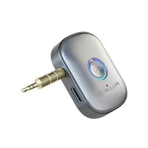 Adaptor Bluetooth 5.3 Tellur, receiver audio cu port AUX 3.5 mm, gri