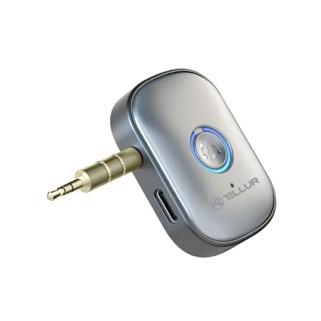 Adaptor Bluetooth 5.3 Tellur, receiver audio cu port AUX 3.5 mm, gri