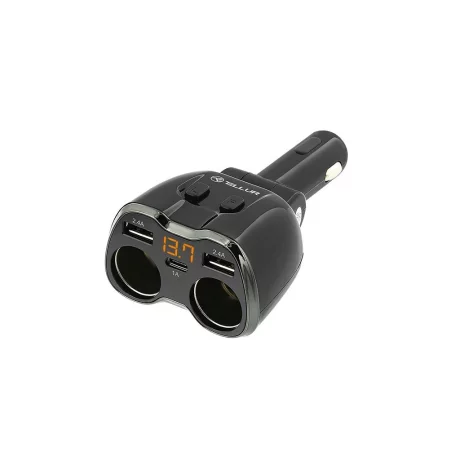 Adaptor splitter Tellur 2 prize brichetă auto, 2 x USB, Type-C, negru