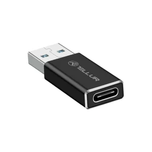 Adaptor Tellur USB-A (tată) la USB-C (mamă), aluminiu