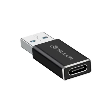 Adaptor Tellur USB-A (tată) la USB-C (mamă), aluminiu