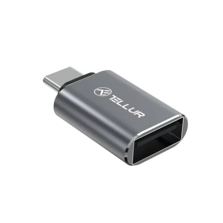 Adaptor Tellur USB-C (tată) la USB-A (mamă), 10Gbps, 3A, aluminiu