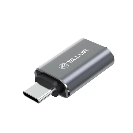 Adaptor Tellur USB-C (tată) la USB-A (mamă), 10Gbps, 3A, aluminiu