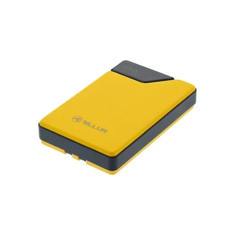 Baterie externă Tellur 10000mAh, USB-C + Lightning cabluri incorporate, QC3.0, PD, galben
