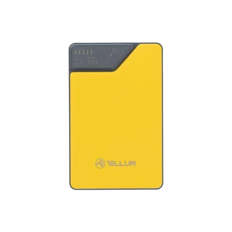 Baterie externă Tellur 10000mAh, USB-C + Lightning cabluri incorporate, QC3.0, PD, galben
