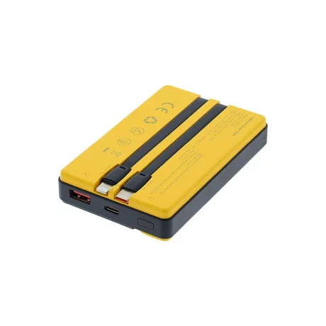 Baterie externă Tellur 10000mAh, USB-C + Lightning cabluri incorporate, QC3.0, PD, galben