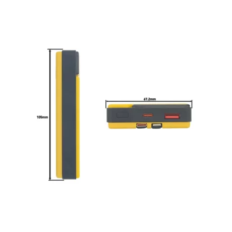 Baterie externă Tellur 10000mAh, USB-C + Lightning cabluri incorporate, QC3.0, PD, galben