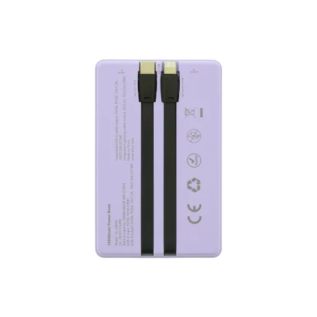 Baterie externă Tellur 10000mAh, USB-C + Lightning cabluri incorporate, QC3.0, PD, mov
