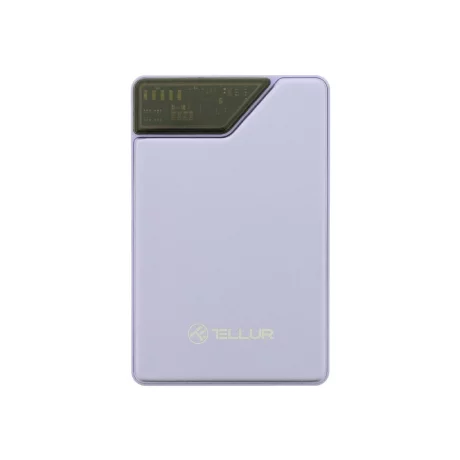 Baterie externă Tellur 10000mAh, USB-C + Lightning cabluri incorporate, QC3.0, PD, mov