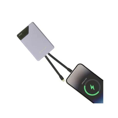 Baterie externă Tellur 10000mAh, USB-C + Lightning cabluri incorporate, QC3.0, PD, mov