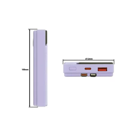Baterie externă Tellur 10000mAh, USB-C + Lightning cabluri incorporate, QC3.0, PD, mov