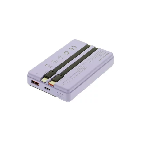 Baterie externă Tellur 10000mAh, USB-C + Lightning cabluri incorporate, QC3.0, PD, mov
