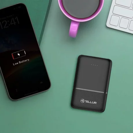 Baterie externă Tellur 5000mAh 2xUSB+USB-C+MicroUSB, negru