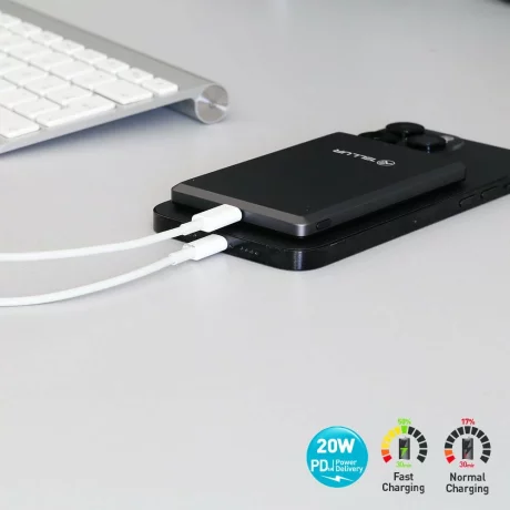 Baterie externă Tellur 5000mAh, PD20W, compatibil MagSafe, gri