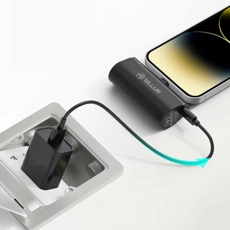 Baterie externă Tellur PD201 5000mAh, QC3.0 18W + PD20W, USB-C, negru