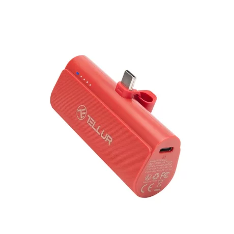 Baterie externă Tellur PD202 5000mAh, QC3.0 18W + PD20W, USB-C, roșu