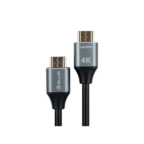 Cablu High Speed HDMI 2.0 Tellur, 4K, 18Gbps, tată-tată, Ethernet, aurit, 3m, negru
