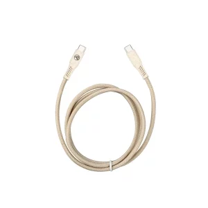 Cablu Tellur Green Type-C to Type-C, 3A, PD60W, 1m, nailon, crem