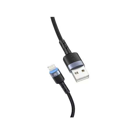 Cablu Tellur Lightning cu LED, 3A nailon, 1.2m, negru