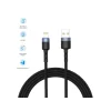 Cablu Tellur Lightning cu LED, 3A nailon, 1.2m, negru
