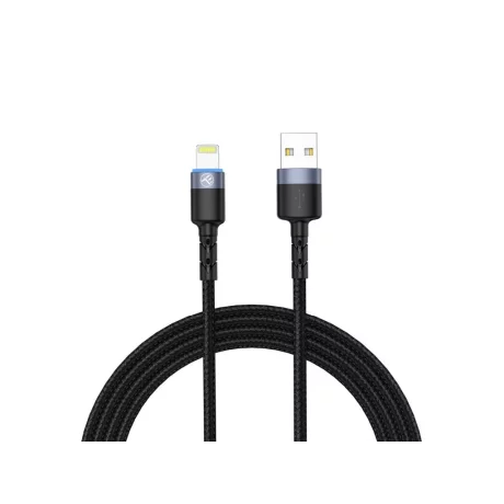 Cablu Tellur Lightning cu LED, 3A nailon, 1.2m, negru